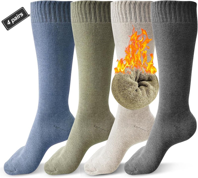 mickee Knee High Socks for Woman, Boot Sock/Long Sock Cotton Thermal Socks for Hiking Skiing Winter Gifts-4pairs - Image 1